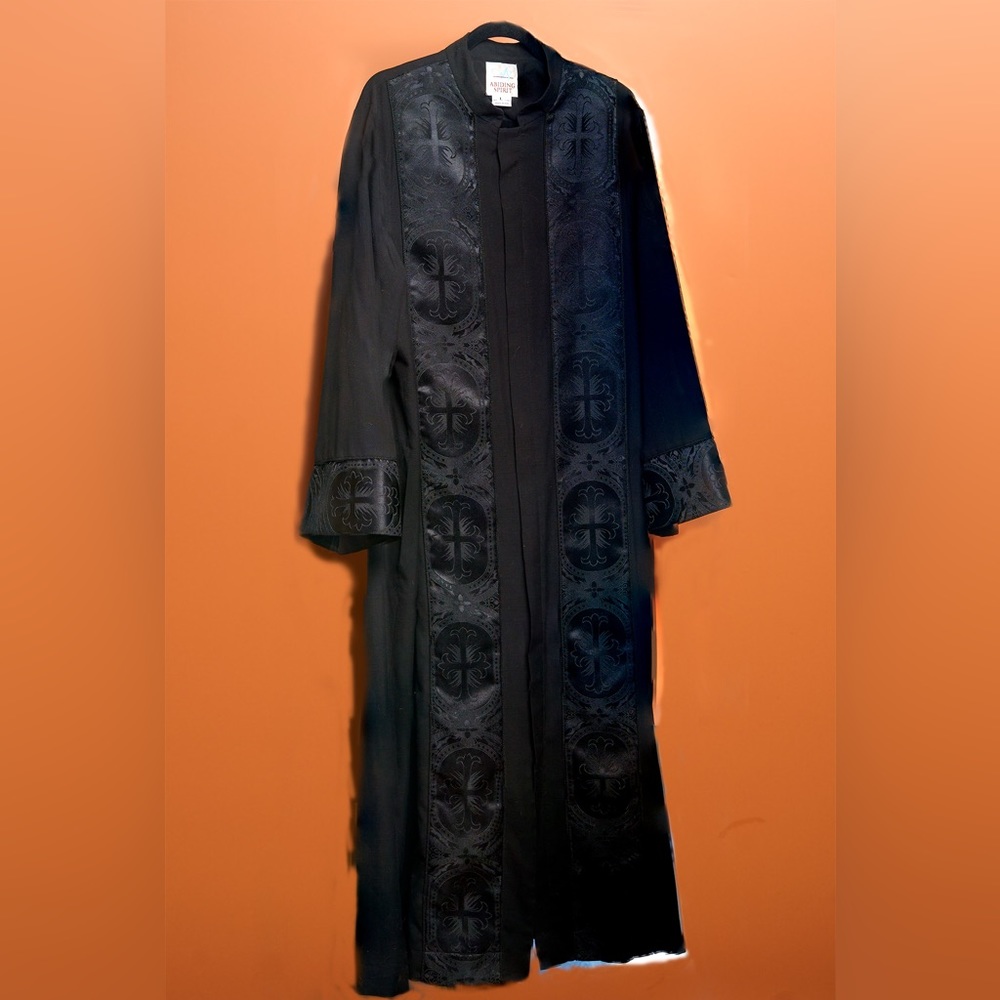 Custom clergy robe with silk appliqué